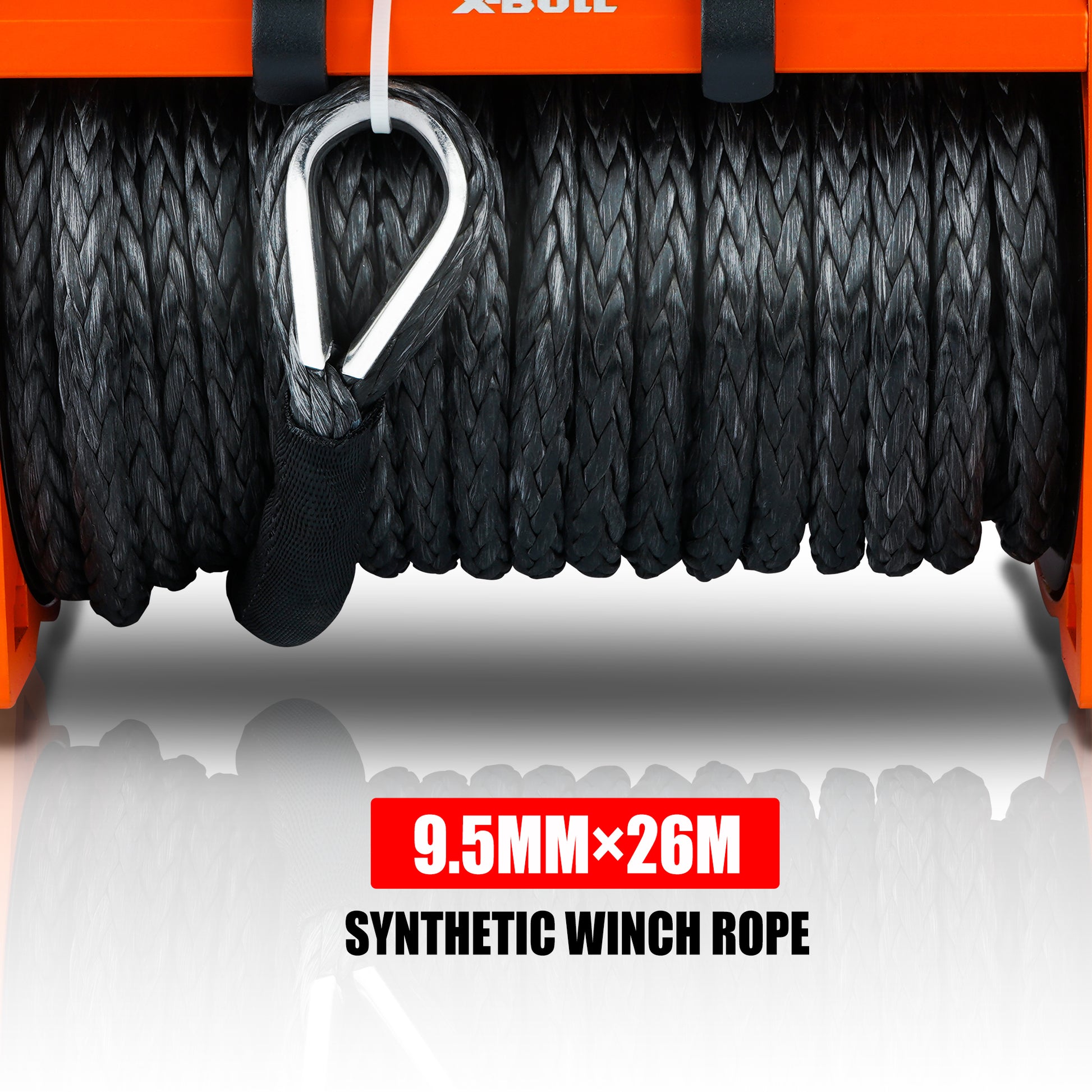 Electric Winch 13000 Lbs 12V Synthetic Rope Upgraded Version Orange Stainless Steel