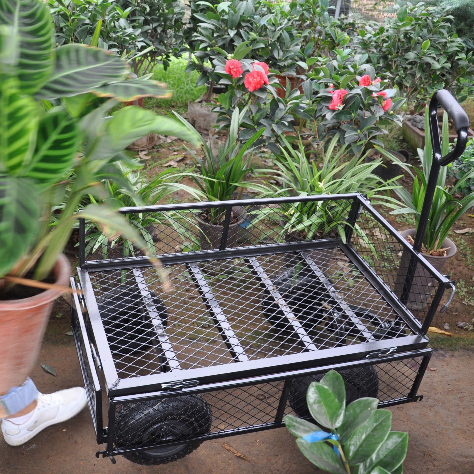Wagon Cart Garden Cart Trucks Make It Easier To Transport Firewood Tc1840Bkg Black Metal