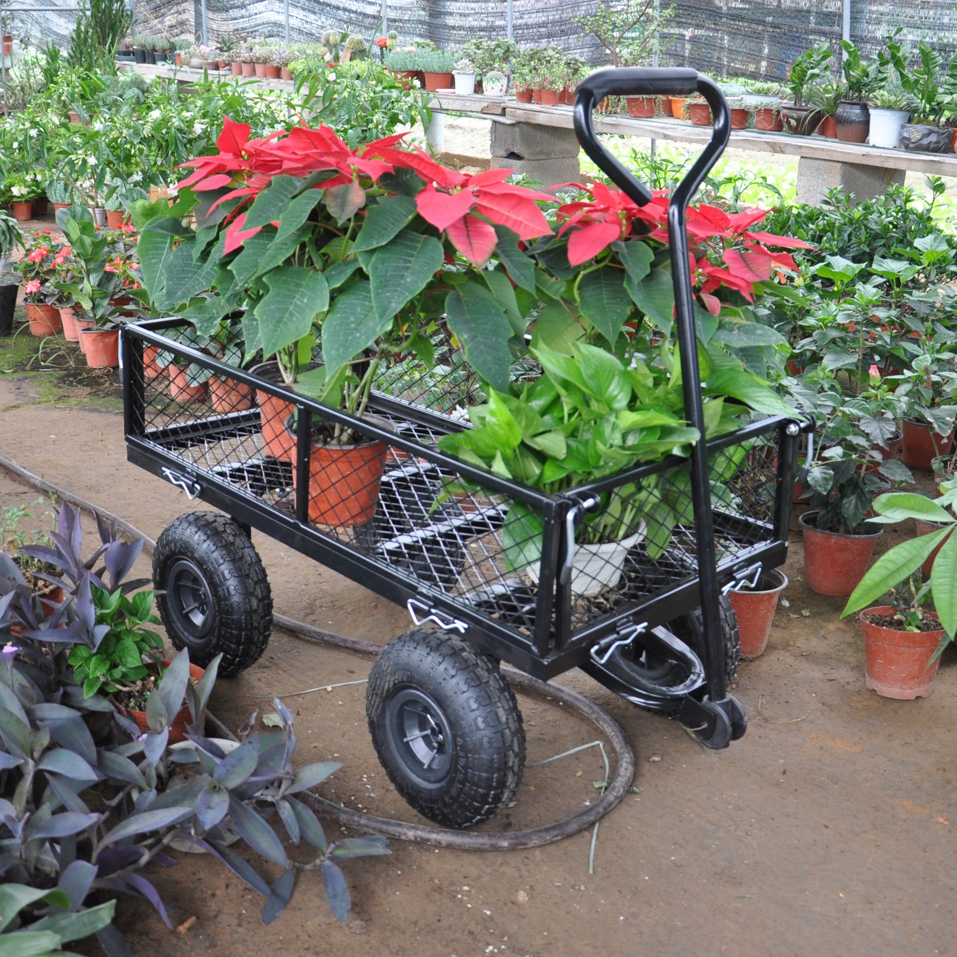 Wagon Cart Garden Cart Trucks Make It Easier To Transport Firewood Tc1840Bkg Black Metal