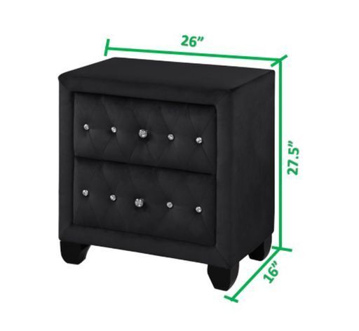 Hazel Queen 5 Pc Bedroom Set Made With Wood In Black Color Box Spring Not Required Queen Black Wood 4 Piece Set Bedroom Bed Included,Chest Included,Dresser Included,Mirror Included,Nightstand Included Contemporary,Modern Solid Wood Mdf Velvet Tufted Wood