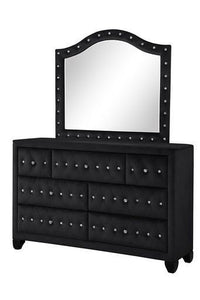 Hazel Queen 5 Pc Bedroom Set Made With Wood In Black Color Box Spring Not Required Queen Black Wood 4 Piece Set Bedroom Bed Included,Chest Included,Dresser Included,Mirror Included,Nightstand Included Contemporary,Modern Solid Wood Mdf Velvet Tufted Wood