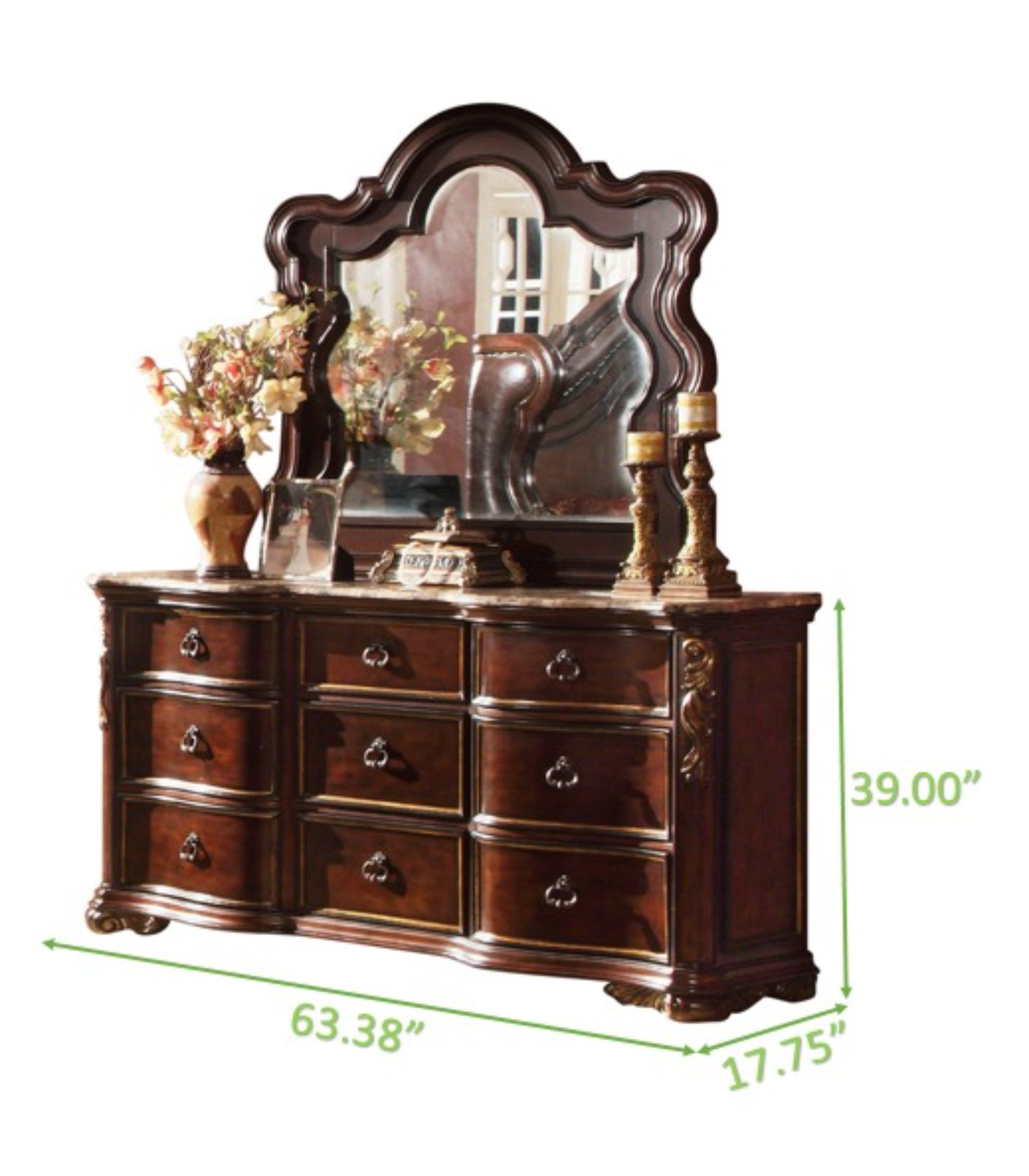 Traditional Style Dresser Made With Wood In Dark Walnut Walnut Brown Bedroom Traditional Acacia Upholstered Wood