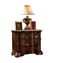 Traditional Style Night Stand Made With Wood In Dark Walnut Walnut Brown 3 Drawers Bedroom Traditional Acacia Upholstered Wood