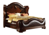 Traditional Style King Bed Made With Wood In Dark Walnut Box Spring Not Required King Walnut Wood Bedroom Traditional Upholstered Wood