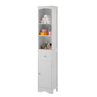 Tall Bathroom Cabinet, Freestanding Storage Cabinet With Drawer, Mdf Board, Adjustable Shelf, White White Mdf