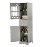 Tall Bathroom Cabinet, Freestanding Storage Cabinet With Drawer And Doors, Mdf Board, Acrylic Door, Adjustable Shelf, Grey Grey Mdf