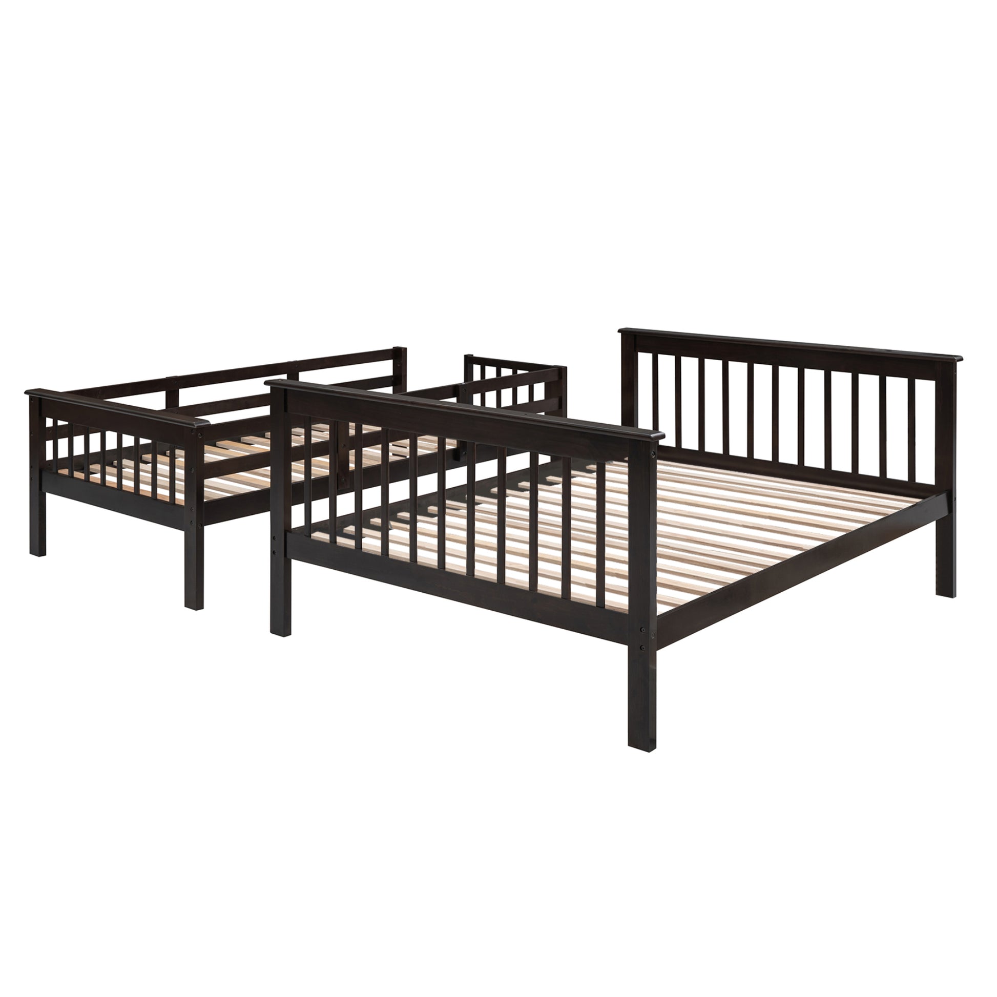 Stairway Twin Over Full Bunk Bed With Storage And Guard Rail For Bedroom, Espresso Color Old Sku :Lp000019Aap Espresso Solid Wood