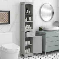 Tall Bathroom Cabinet, Freestanding Storage Cabinet With Drawer, Mdf Board, Adjustable Shelf, Grey Grey Mdf