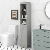 Tall Bathroom Cabinet, Freestanding Storage Cabinet With Drawer, Mdf Board, Adjustable Shelf, Grey Grey Mdf