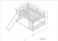 Full Over Full Bunk Bed With Slide And Ladder In Grey Color Grey Pine