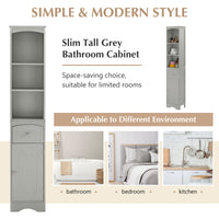 Tall Bathroom Cabinet, Freestanding Storage Cabinet With Drawer, Mdf Board, Adjustable Shelf, Grey Grey Mdf