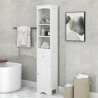 Tall Bathroom Cabinet, Freestanding Storage Cabinet With Drawer, Mdf Board, Adjustable Shelf, White White Mdf