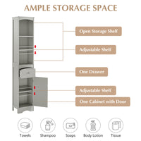 Tall Bathroom Cabinet, Freestanding Storage Cabinet With Drawer, Mdf Board, Adjustable Shelf, Grey Grey Mdf