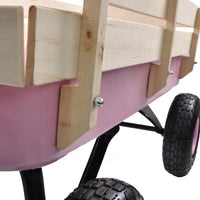 Outdoor Wagon All Terrain Pulling W Wood Railing Air Tires Garden Cart Pink Garden & Outdoor Steel