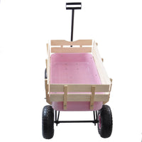 Outdoor Wagon All Terrain Pulling W Wood Railing Air Tires Garden Cart Pink Garden & Outdoor Steel