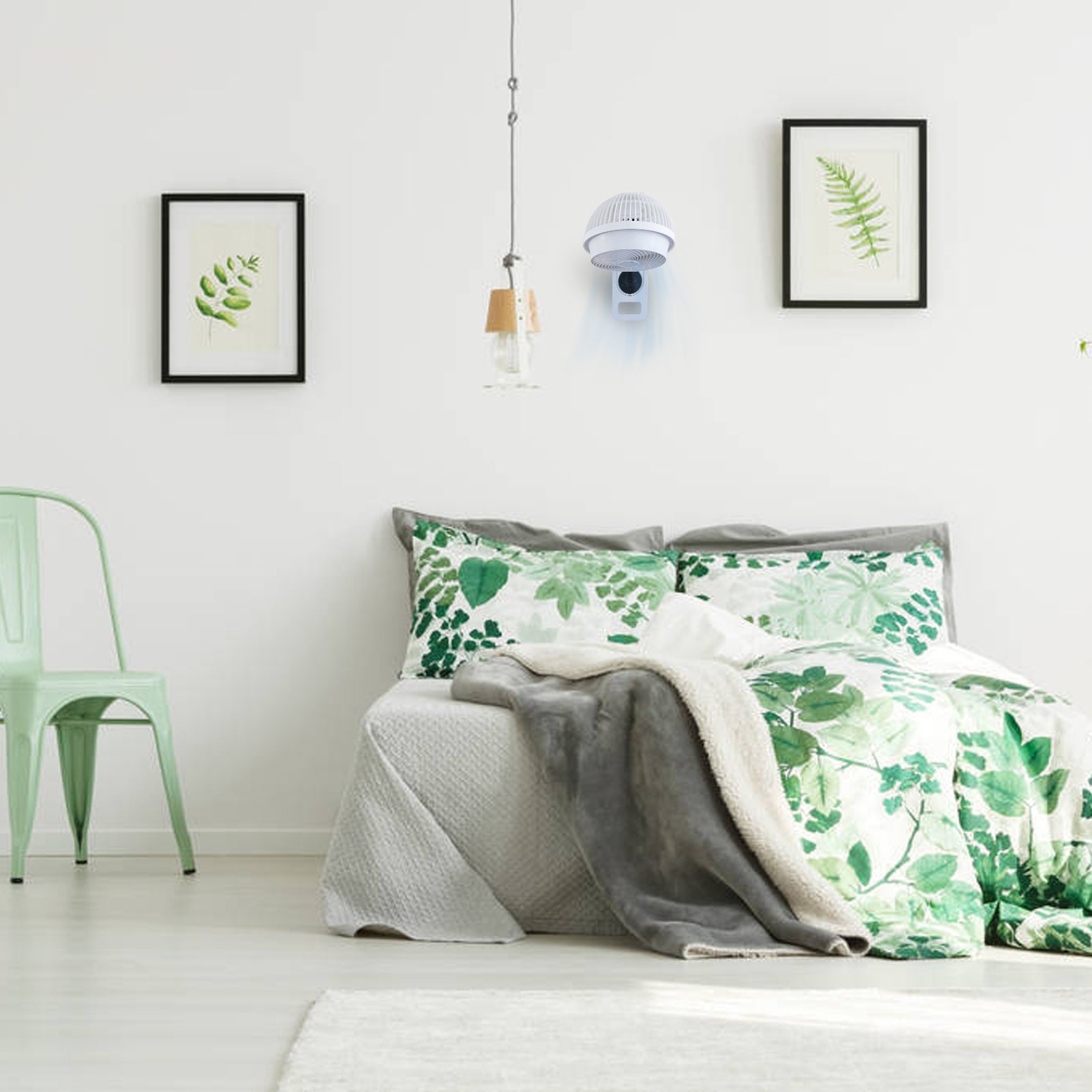 Simple Deluxe 7 Inch Wall Mount Fan, 3 Speeds & 3 Modes, 15 Hours Timer, 60 Oscillating Circulating Fan, With Remote Control, Air Circulation Fan For Indoor Use, White White Plastic