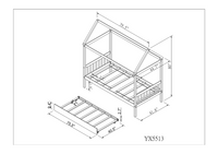 Solid Wood Twin House Bed Frame With Twin Size Trundle For Warm Pink Color, No Box Spring Needed Pink Pine