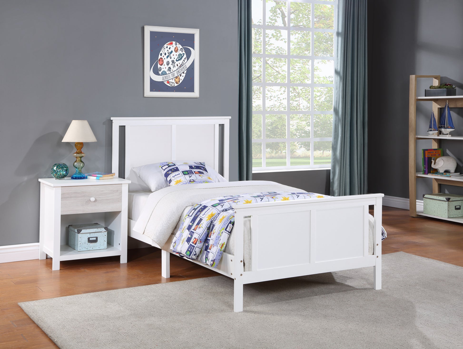 Connelly Twin Bed White Rockport Gray White Solid Wood