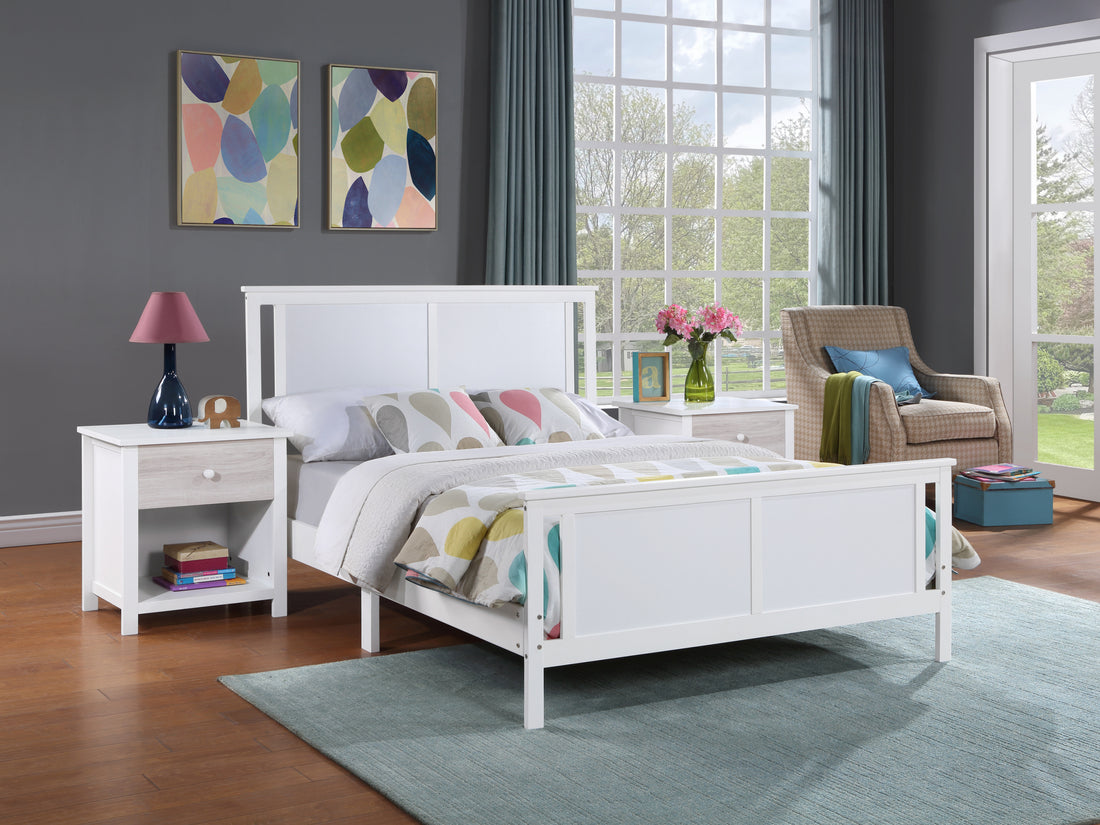 Connelly Full Bed White Rockport Gray White Solid Wood