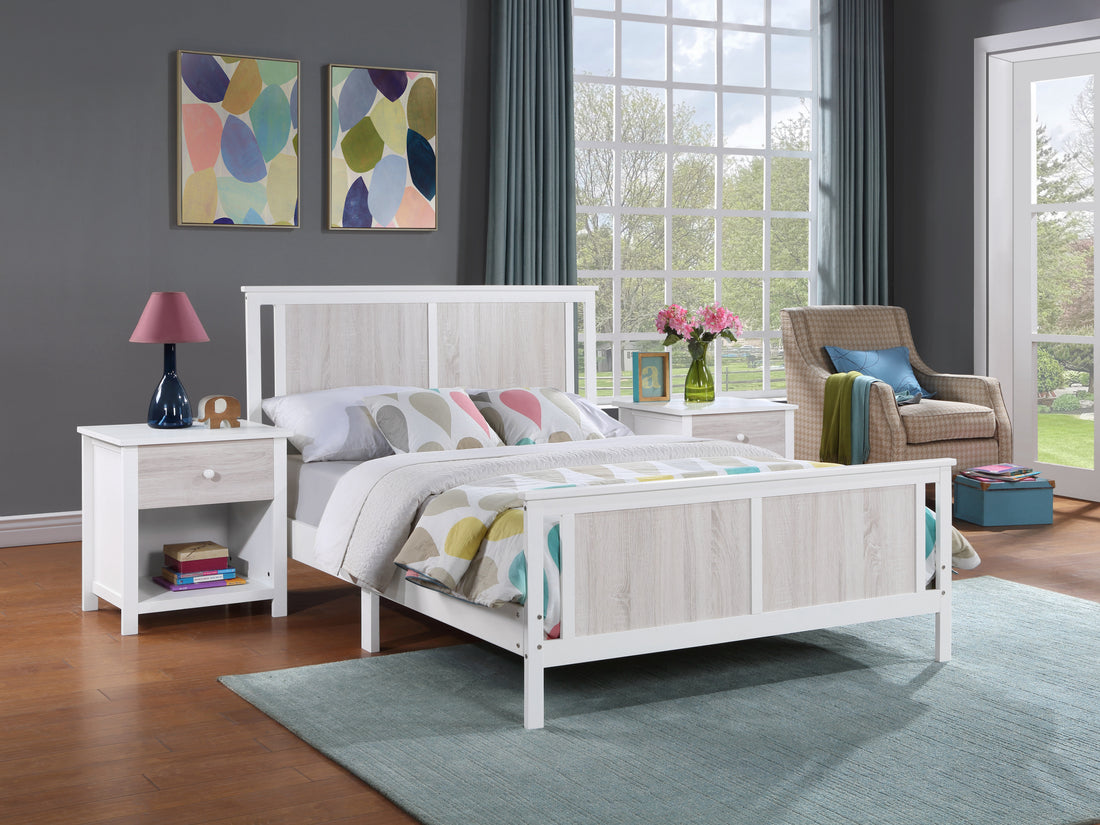 Connelly Full Bed White Rockport Gray White Solid Wood