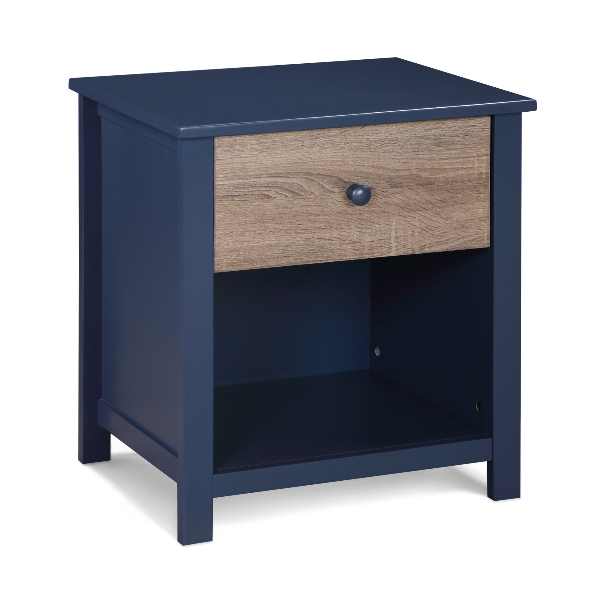 Connelly Nightstand Midnight Blue Vintage Walnut Dark Blue Solid Wood