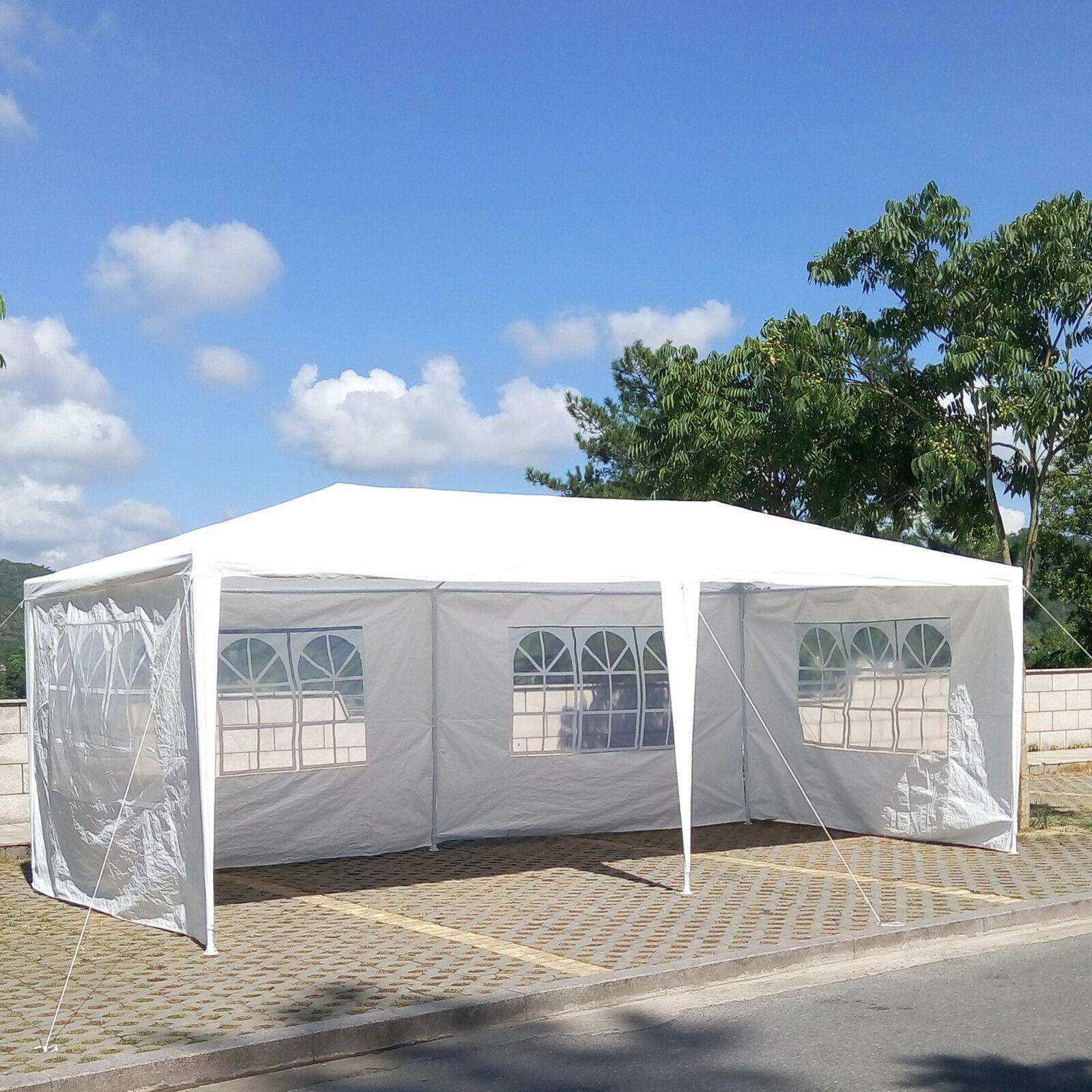 10X20' Wedding Party Canopy Tent Outdoor Gazebo With 6 Removable Sidewalls White Metal