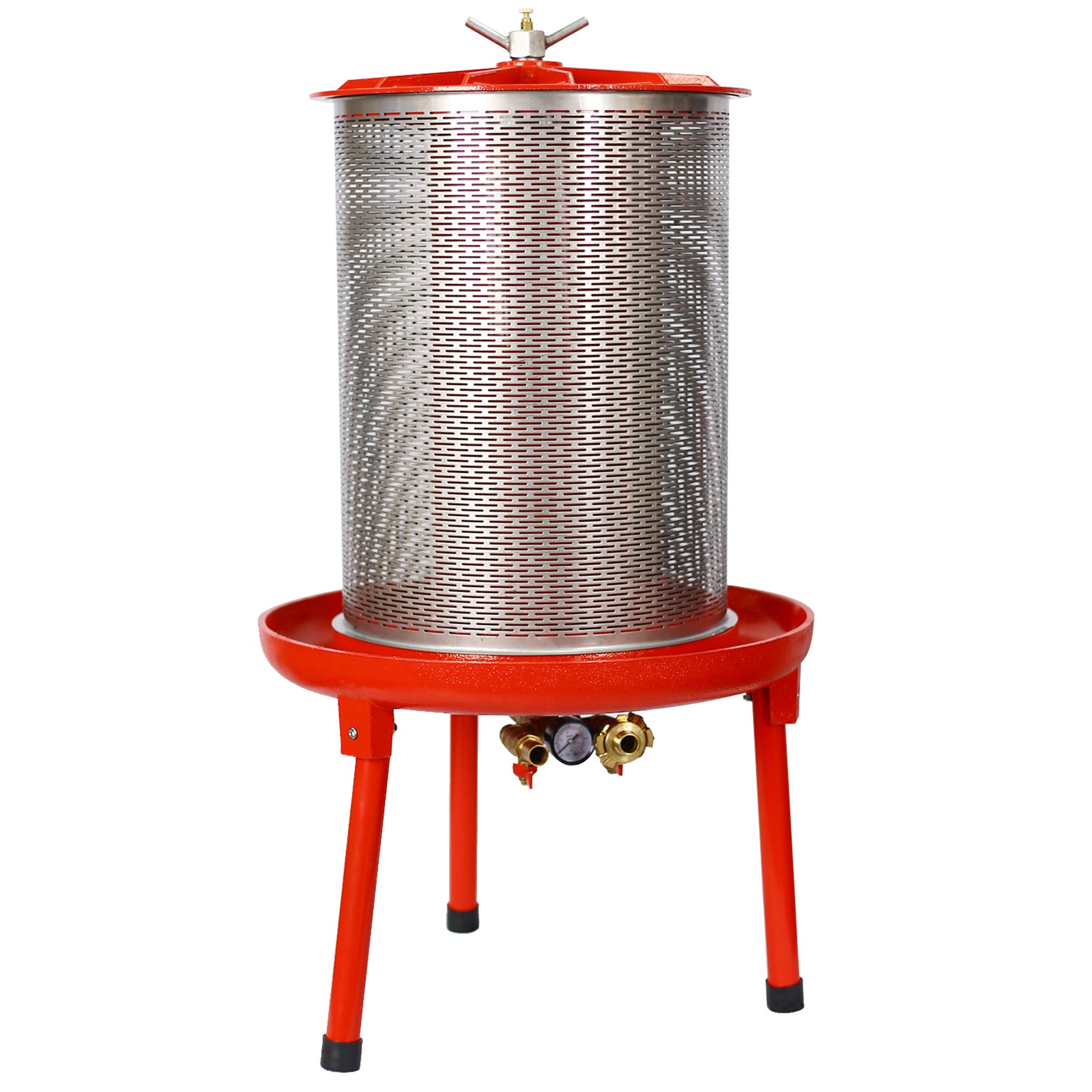 Hydraulic Fruit Wine Apple Press 5.3Gallon 20L Stainless Steel For Wine Cider Making Red Stainless Steel