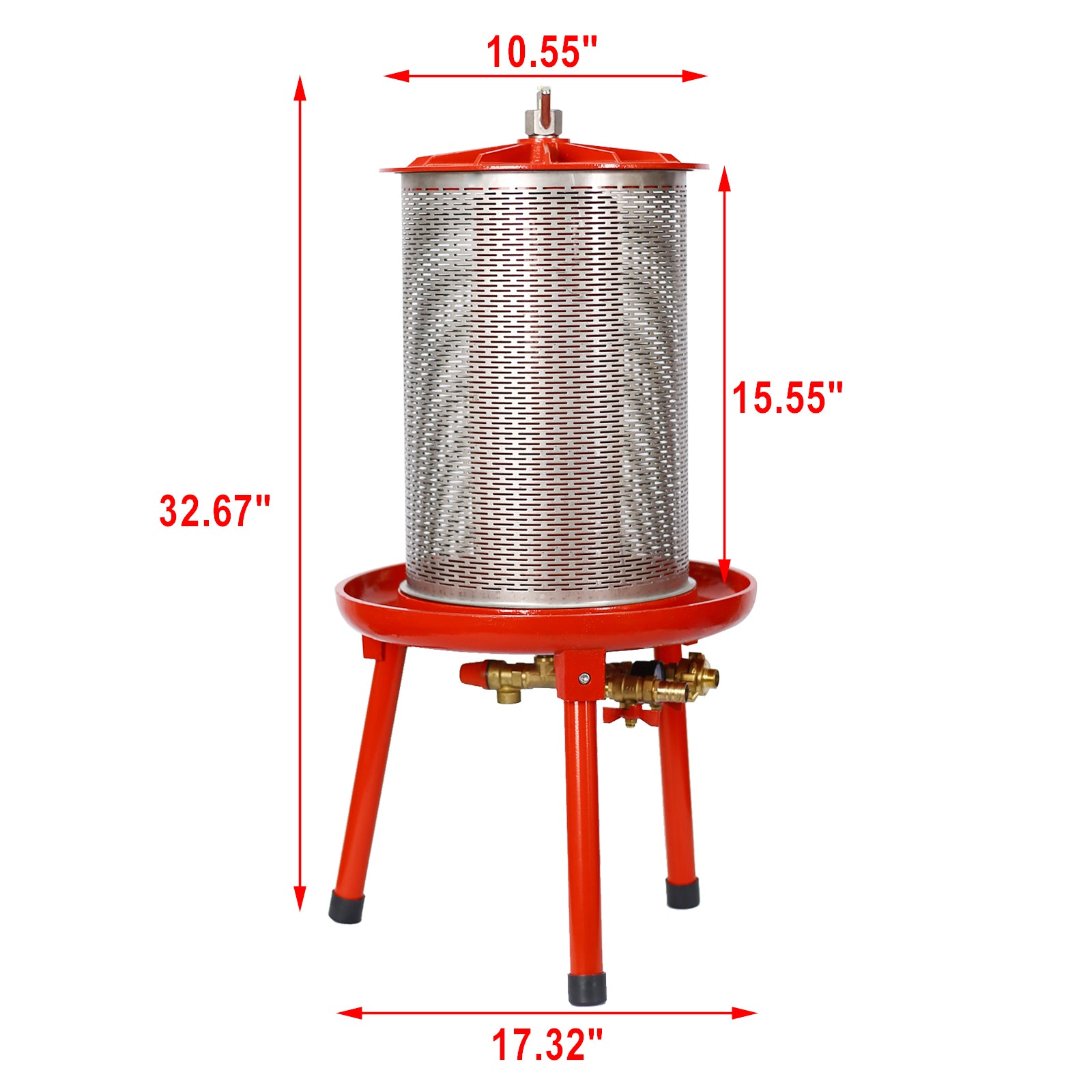 Hydraulic Fruit Wine Apple Press 5.3Gallon 20L Stainless Steel For Wine Cider Making Red Stainless Steel