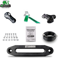 Stegodon 13000 Lbs Electric Winch T3,12V Synthetic Rope With Wireless Handheld Remotes And Wired Handle Black Aluminium