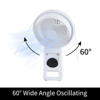 Simple Deluxe 7 Inch Wall Mount Fan, 3 Speeds & 3 Modes, 15 Hours Timer, 60 Oscillating Circulating Fan, With Remote Control, Air Circulation Fan For Indoor Use, White White Plastic