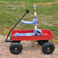 Outdoor Wagon All Terrain Pulling Air Tires Children Kid Garden Red Steel