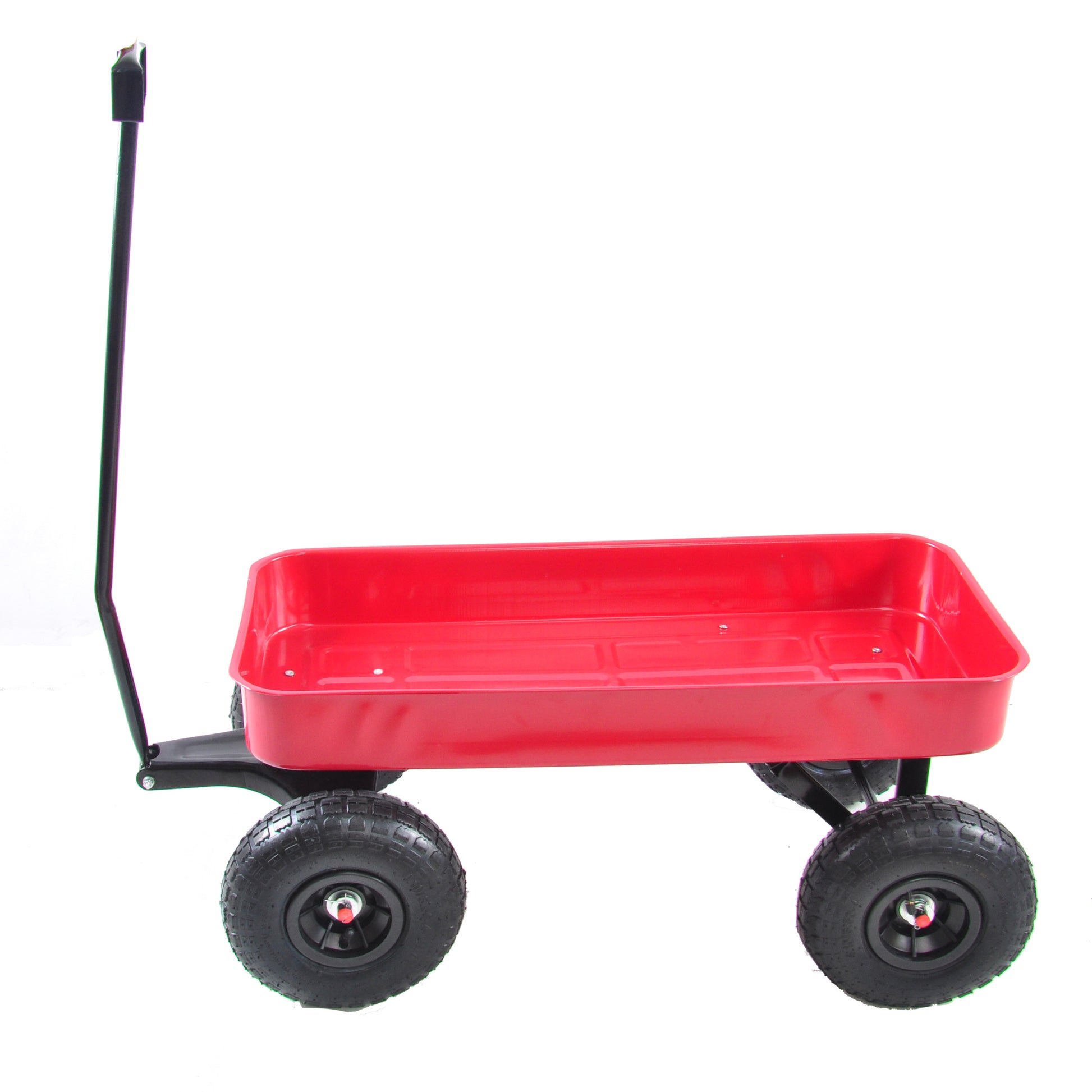 Outdoor Wagon All Terrain Pulling Air Tires Children Kid Garden Red Steel