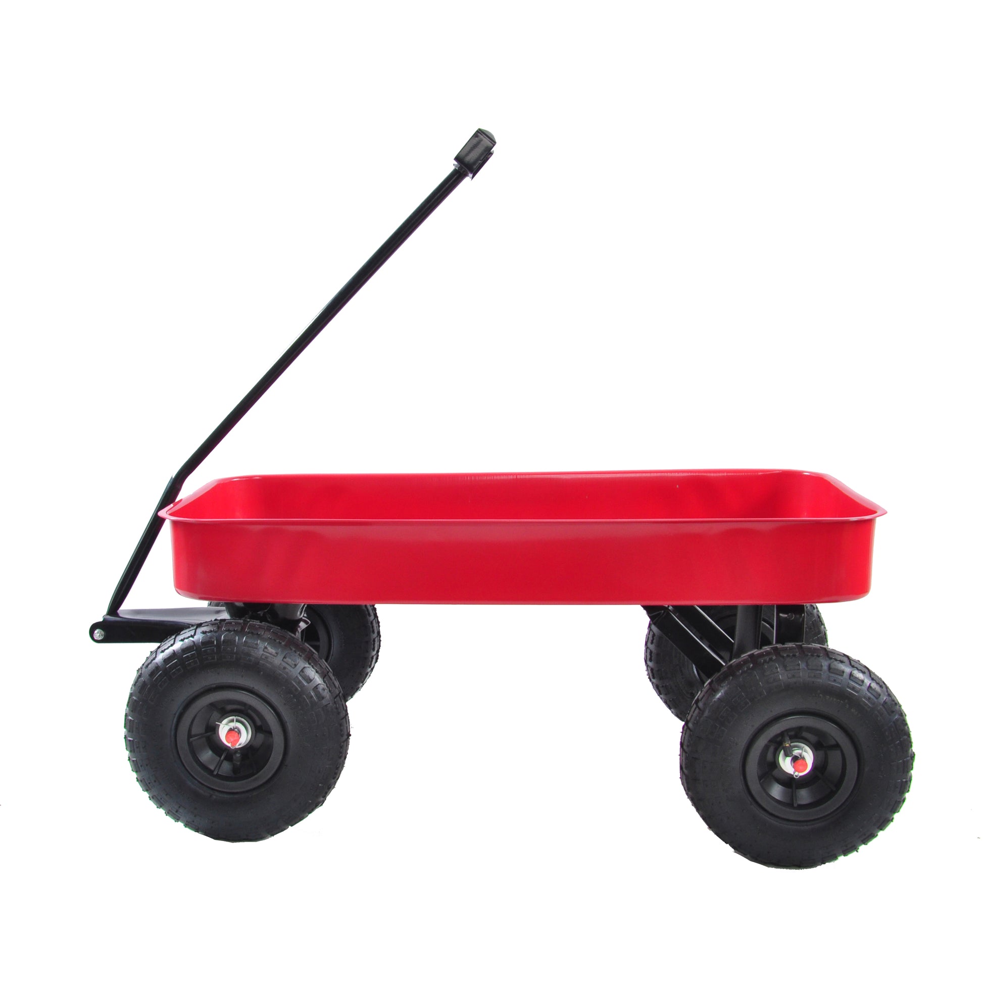 Outdoor Wagon All Terrain Pulling Air Tires Children Kid Garden Red Steel
