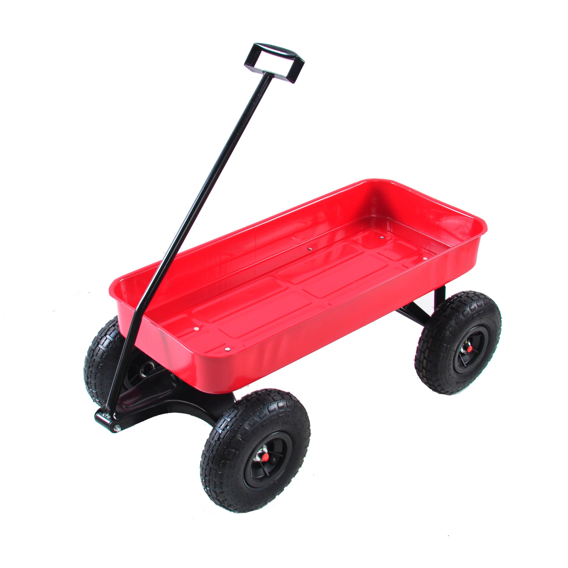 Outdoor Wagon All Terrain Pulling Air Tires Children Kid Garden Red Steel