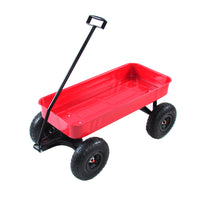 Outdoor Wagon All Terrain Pulling Air Tires Children Kid Garden Red Steel