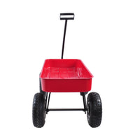 Outdoor Wagon All Terrain Pulling Air Tires Children Kid Garden Red Steel