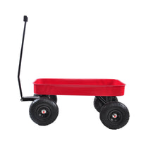Outdoor Wagon All Terrain Pulling Air Tires Children Kid Garden Red Steel
