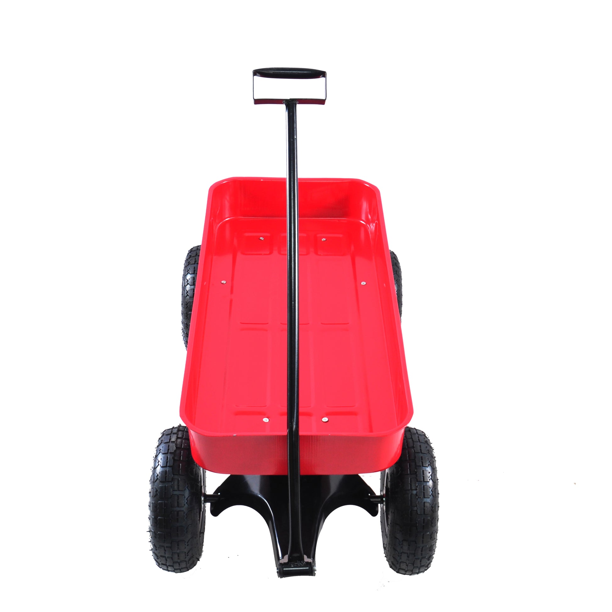 Outdoor Wagon All Terrain Pulling Air Tires Children Kid Garden Red Steel