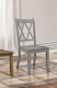 Casual Gray Finish Side Chairs Set Of 2 Pine Veneer Transitional Double X Back Design Dining Room Furniture Gray Dining Room Transitional Side Chair Wood