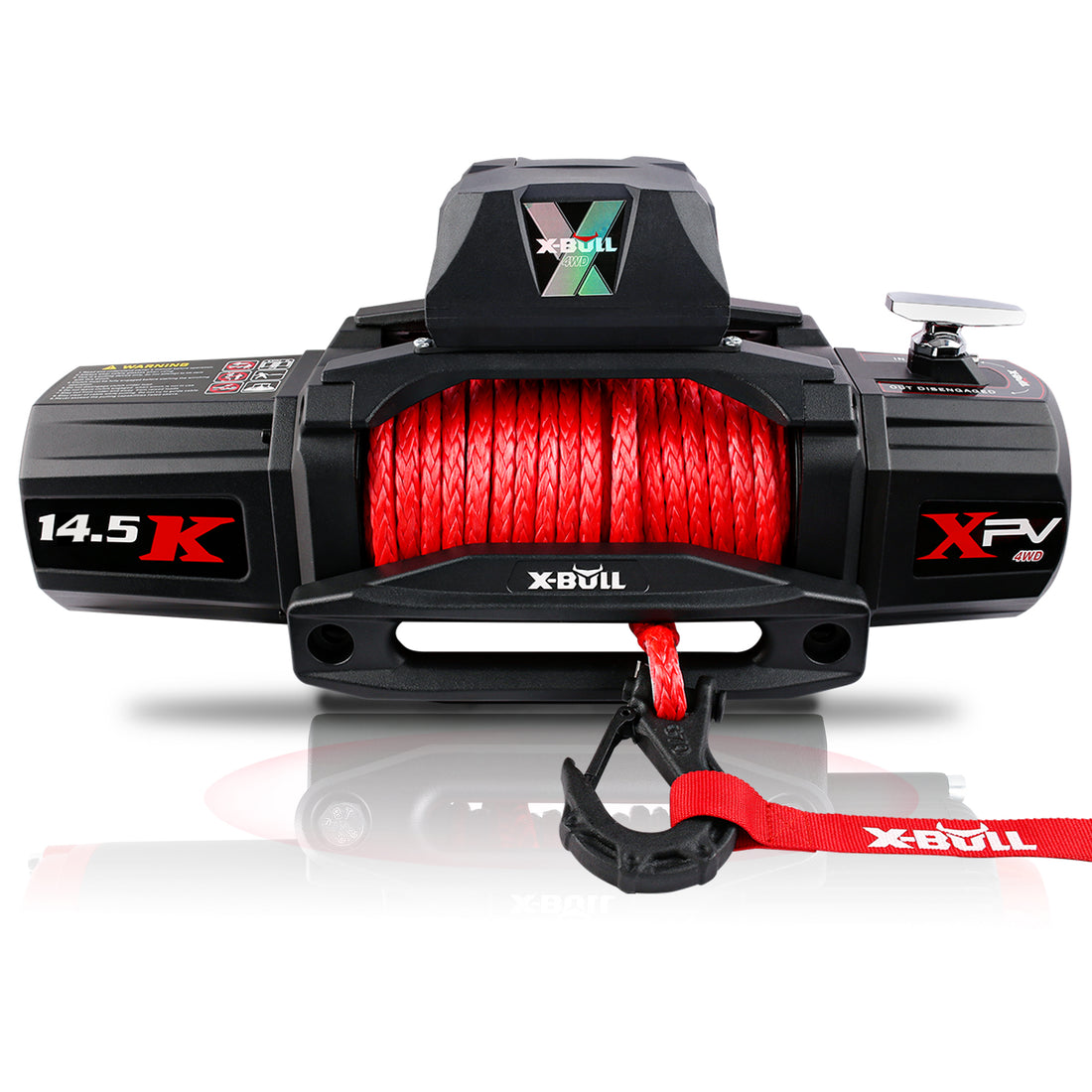 Electric Winch Xpv 14500 Lbs 12V Synthetic Red Rope Arrival Jeep Towing Truck 4Wd Black Aluminium