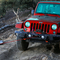 Electric Winch 10000 Lbs 12V Synthetic Rope Load Capacity Red Rope Jeep Towing Truck Off Road Black Aluminium