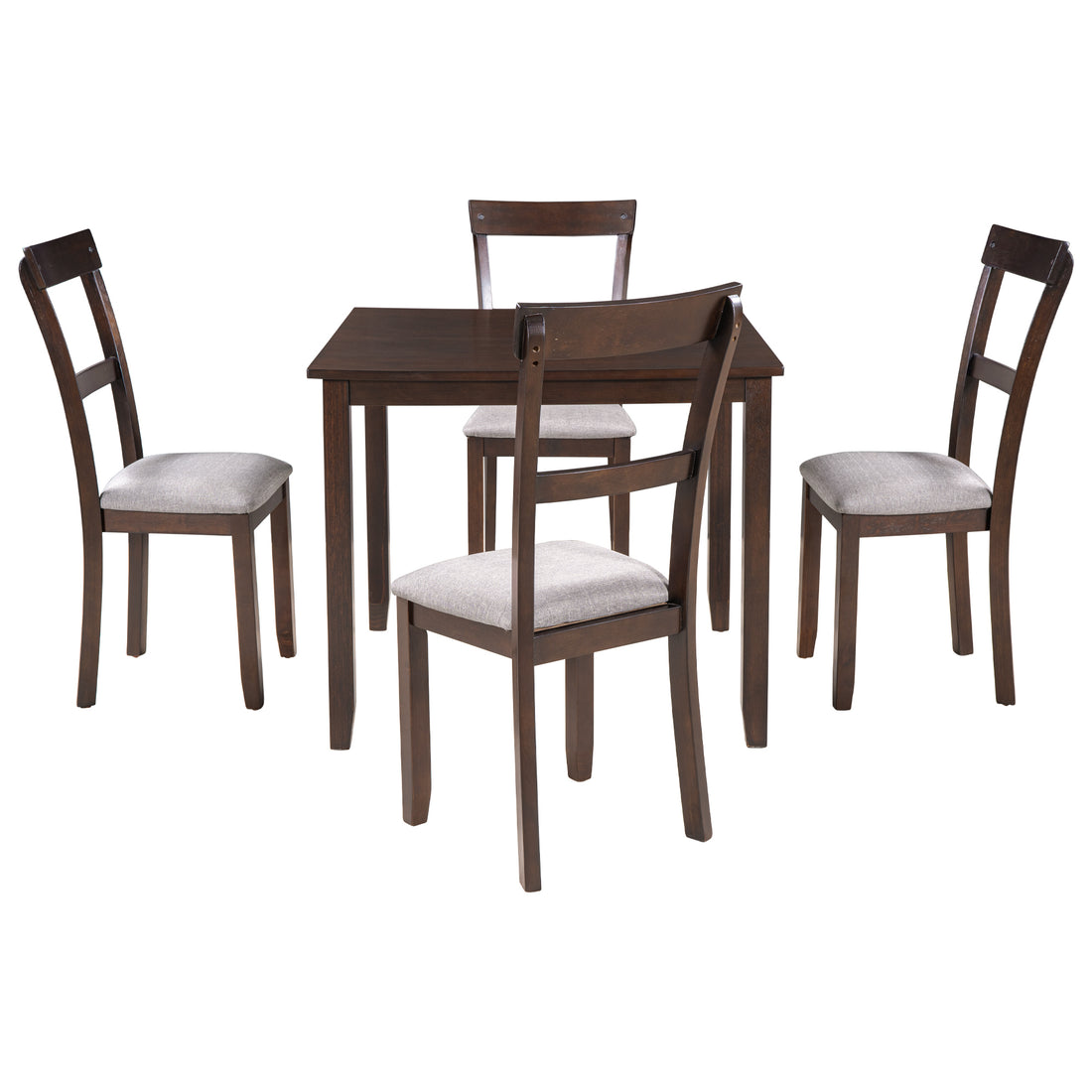 5 Piece Dining Table Set Industrial Wooden Kitchen Table And 4 Chairs For Dining Room Espresso Espresso Solid Wood