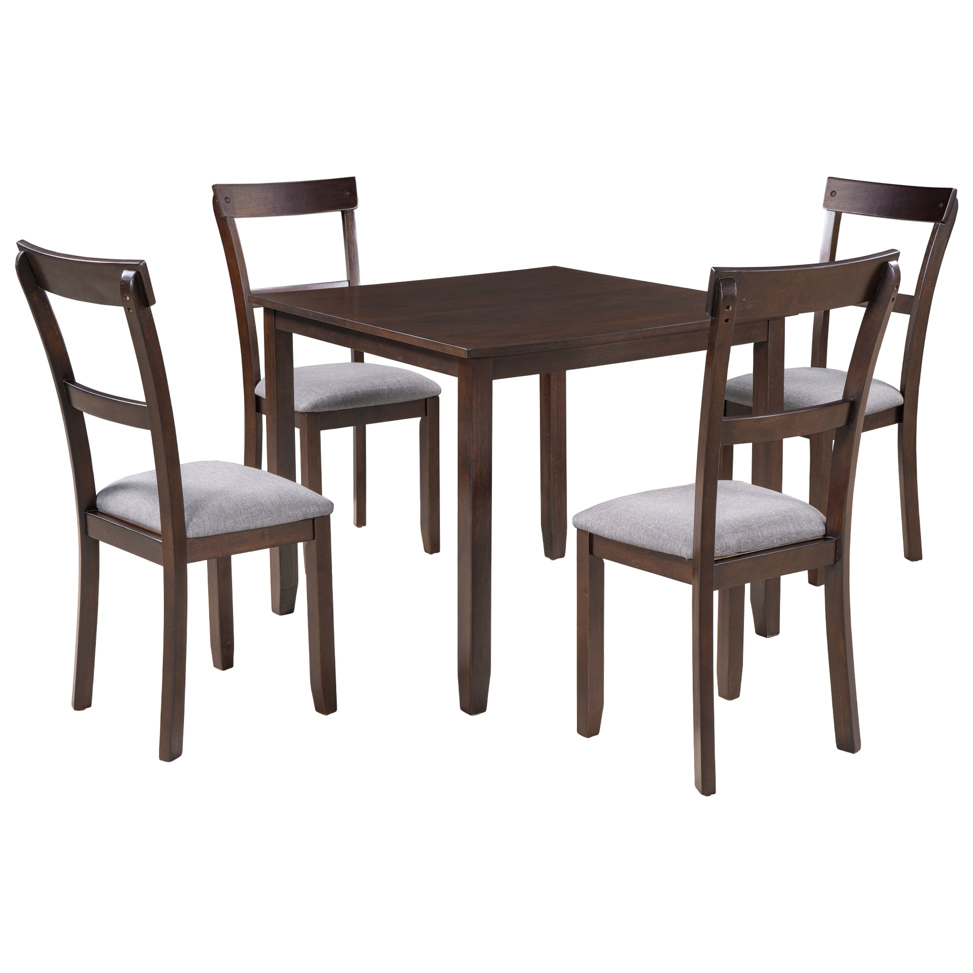 5 Piece Dining Table Set Industrial Wooden Kitchen Table And 4 Chairs For Dining Room Espresso Espresso Solid Wood