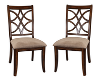 Wooden Side Chairs Set Of 2 Elegant Back Design Fabric Upholstery Cherry Finish Formal Dining Furniture Cherry Dining Room Traditional Side Chair Wood
