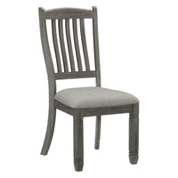 Casual Dining Height Side Chairs 2Pc Antique Gray Wood Frame Fabric Upholstery Antique Gray Dining Room Side Chair Wood