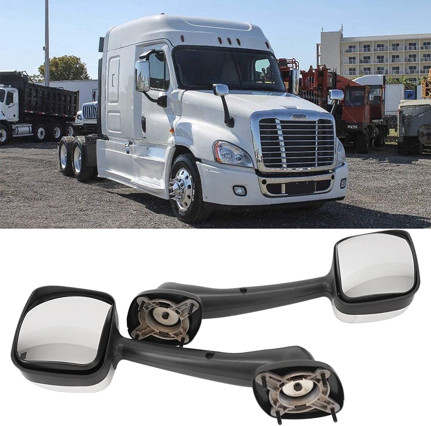 For Freightliner Cascadia 2008 2016 Hood Mirrors Chrome Lh Rh Side Pair Chrome Plastic