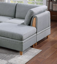 Living Room Furniture Corner Wedge Light Grey Dorris Fabric 1Pc Cushion Wedge Sofa Wooden Legs Light Grey Primary Living Space Contemporary,Transitional Fabric