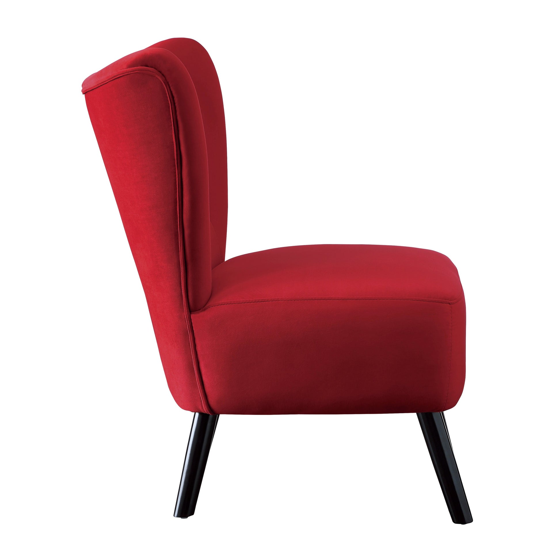 Unique Style Red Velvet Covering Accent Chair Button Tufted Back Brown Finish Wood Legs Modern Home Furniture Red Primary Living Space Modern,Retro Solid Wood