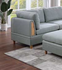 Living Room Furniture Corner Wedge Light Grey Dorris Fabric 1Pc Cushion Wedge Sofa Wooden Legs Light Grey Primary Living Space Contemporary,Transitional Fabric