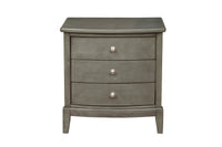 Bedroom Furniture 3 Drawers Nightstand Gray Finish Birch Veneer Nickel Hardware Bed Side Table Gray 3 Drawers Bedroom Transitional Solid Wood